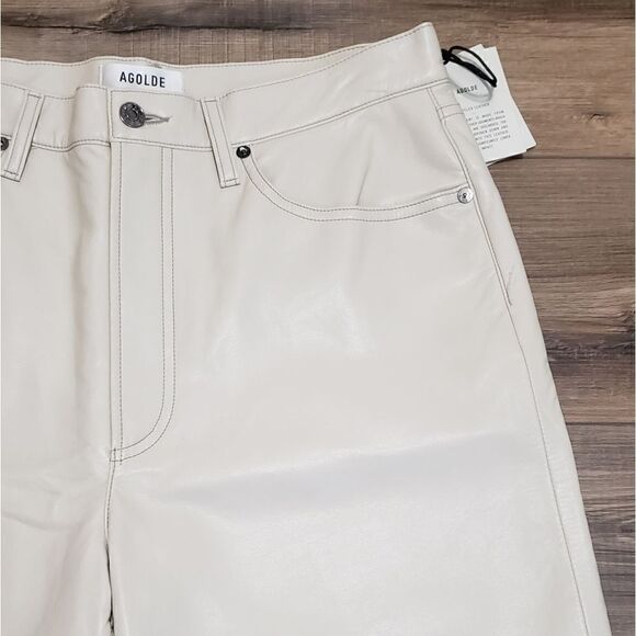 Agolde Recycled Leather 90's Pinch Waist Pants In Powder Size 30 NWT - Picture 15 of 15